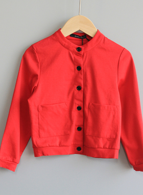 L尼系列110-130春秋*品牌童装折扣/儿童薄开衫棒球领外套2695红