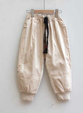 T杰系列130/140春秋装 品牌童装折扣/纯棉针织休闲长裤9643L杏