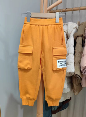 J-Y家105/110春秋 品牌童装折扣/儿童休闲针织长裤31255桔