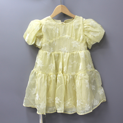 G-MI*KO家110/120夏品牌童装折扣/儿童简约棉里漂亮连衣裙6271绿