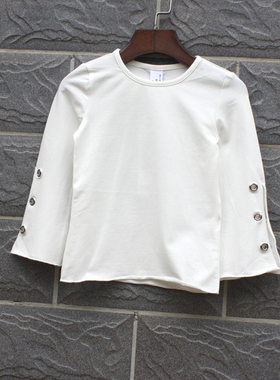 宝系列100-150春秋 品牌童装折扣/儿童纯棉长袖T恤20513白