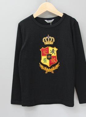 A恰系列130春秋装 品牌童装折扣/儿童纯棉长袖休闲T恤10114黑