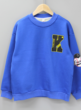 G百系列160秋冬 品牌童装折扣/儿童一体绒厚长袖卫衣2902兰