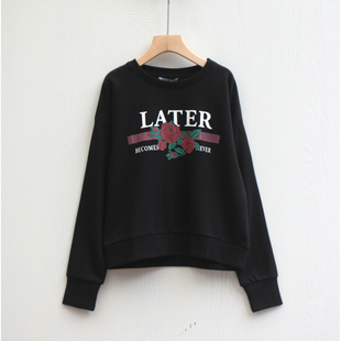 棵系列150/160春秋装 品牌童装折扣/大童棉套头卫衣休闲80110黑
