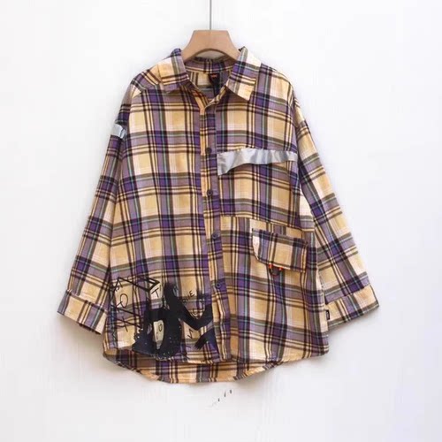 福利A-I家130/150春秋 品牌童装折扣/棉格子长袖衬衣衬衫2009黄