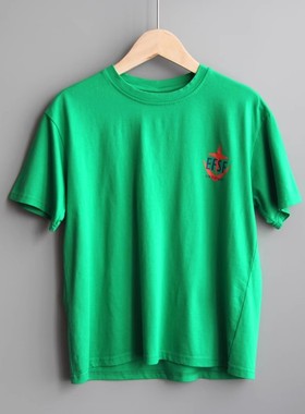 福利J-杂-言系列130夏 品牌童装折扣/儿童纯棉休闲短袖T恤91034绿