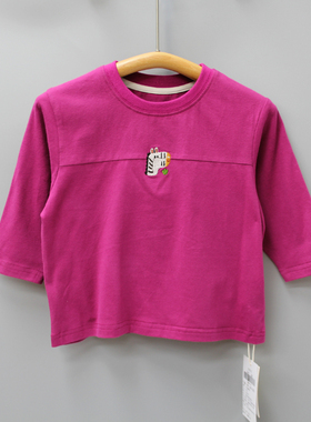 KY-又xi家80-110春秋 品牌童装折扣/儿童休闲长袖棉T恤23359玫紫