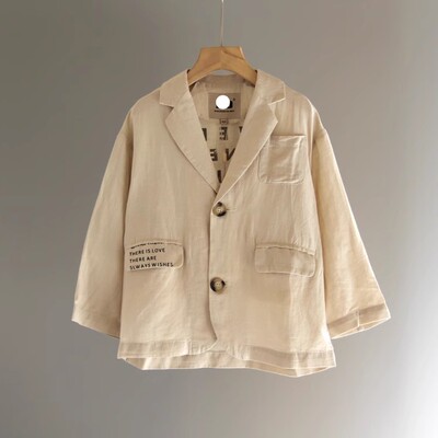 福利S-HO系列120/140春秋品牌童装折扣/儿童休闲梭织外套71049杏