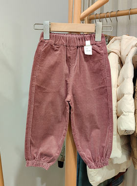 J-Y家80-100春秋 品牌童装折扣/儿童休闲梭织长裤37098皮粉