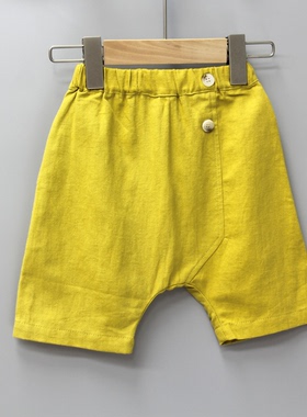 L李系列92夏装 品牌童装折扣/儿童休闲棉舒适中裤06115黄