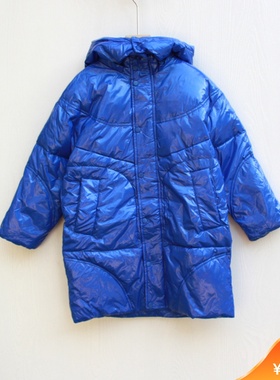 SK-ZR系列120/130冬装 品牌折扣童装/羽绒服亮皮外套带帽31346兰