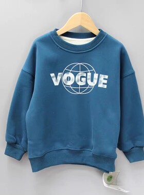 S田dian家110-150冬品牌童装/大孩子一体绒厚套头卫衣13002兰