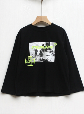 T欧系列120/130春装 品牌童装折扣/儿童长袖休闲T恤纯棉60567黑