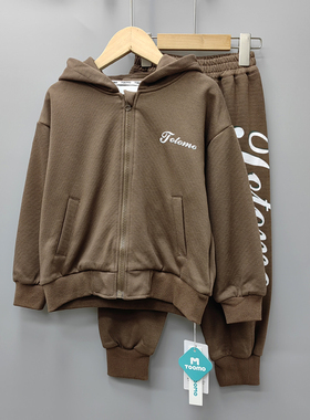 Y淘tao家110-140春秋 品牌童装折扣/开衫外套+运动长裤套装809咖