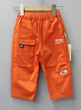 柏系列90-120春秋品牌童装折扣/儿童薄棉休闲简约长裤61633桔