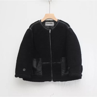S-Y系列110秋冬装 品牌童装折扣/短款皮毛棉衣袄外套15599黑
