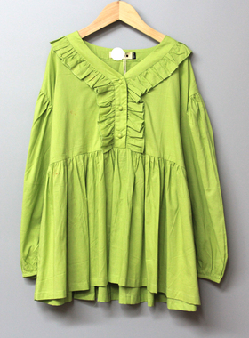 欧系列155-165春秋 品牌童装折扣/儿童纯棉长袖T恤休闲衫91327绿