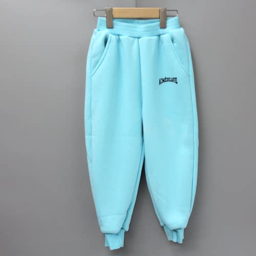 安系列130-150秋冬 品牌童装折扣/儿童休闲加厚卫裤23486蓝*