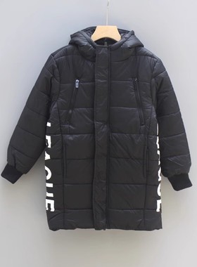 福利T亚系列130/140冬品牌童装折扣/儿童加绒棉衣棉袄外套31187黑