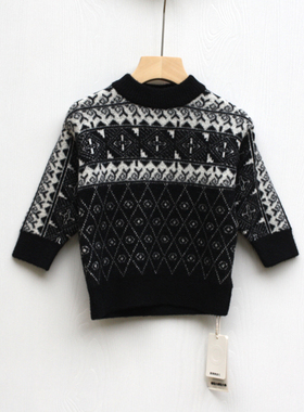 A欧系列80秋装 品牌童装撤柜折扣/童长袖圆领毛衣打底39600黑