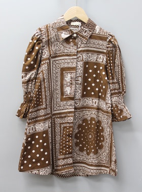 L熹系列120-150春秋Ⅱ品牌童装折扣/大童纯棉长袖连衣裙30358花