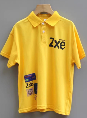 福利LJ喆系列130-150夏品牌童装折扣/童纯棉短袖T恤POLO衫22562黄