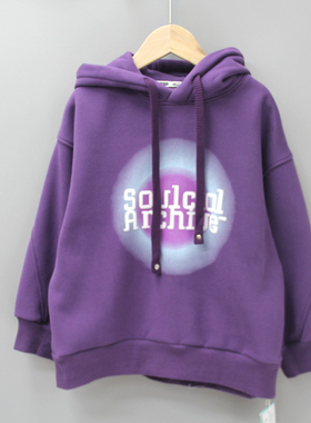 G牛duo家120冬 品牌折扣童装/儿童一体绒拼色卫衣套头36768紫