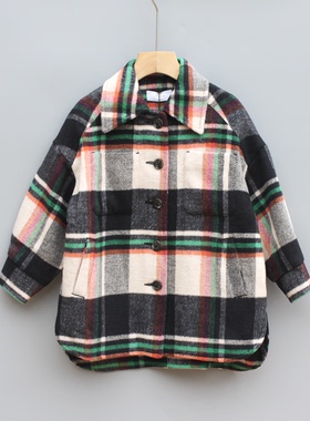 J-M家110-150秋冬 品牌童装折扣/童夹棉中厚羊毛呢大衣37009卡其