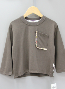 S姜xiao牙80-120春秋品牌童装折扣/儿童纯棉休闲长袖T恤01708深灰