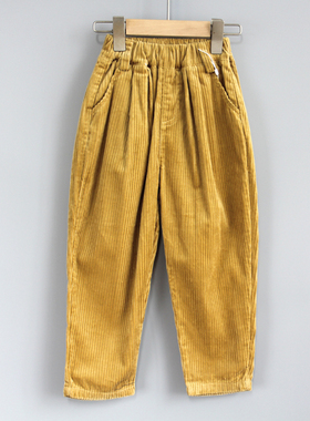 L熹系列140春秋Ⅱ品牌童装折扣/童休闲灯芯绒宽松长裤93656黄