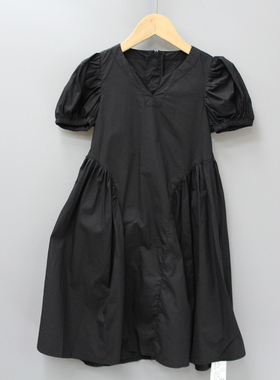 与系列120夏装品牌童装折扣/女童简约纯棉短袖连衣裙31222黑