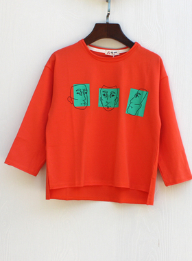 Anddy系列110秋装 品牌童装折扣/儿童纯棉长袖T恤A19236桔