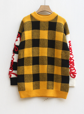 AH今系列130-170春秋装 品牌童装折扣/童圆领长袖休闲毛衣3760黄