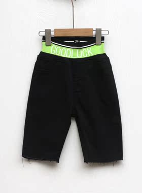 T欧系列100夏装 品牌童装折扣/儿童纯棉休闲短裤中裤63162黑