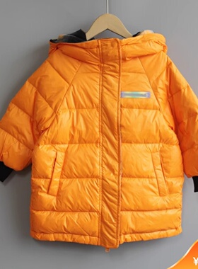 L素系列110/120冬装 品牌童装折扣/儿童中厚羽绒服双面穿63577橙