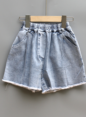 TS吾系列110夏装 品牌童装折扣/儿童休闲牛仔短中裤03621蓝