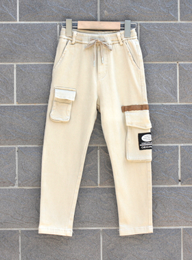 T杰系列130-170春秋装 品牌童装折扣/纯棉针织休闲长裤2312L杏