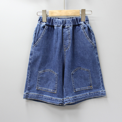 R-XXBY家120/160夏 品牌折扣童装/大童柔软牛仔宽松中裤23362兰