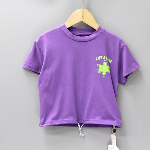 L儿系列80夏装 品牌童装折扣/儿童棉短袖休闲T恤2390紫
