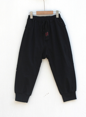 T杰系列140/150春秋装 品牌童装折扣/纯棉针织休闲长裤9643L黑