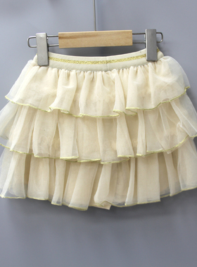 柏系列150/160春秋 品牌童装折扣/儿童纯棉里半身裙纱纱12542杏