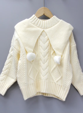 K安系列120秋冬 童装品牌折扣/儿童中厚休闲立领毛衣20873白