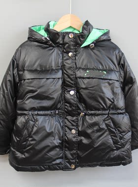 S墨.换标110冬装 品牌折扣童装/儿童简约羽绒服中厚外套47071黑