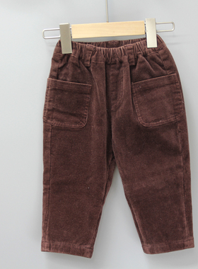 安系列120秋冬 童装品牌折扣/儿童休闲加绒长裤23258深咖