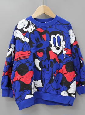 G另bei家110-160春秋品牌童装折扣/儿童休闲上衣长袖卫衣15613蓝