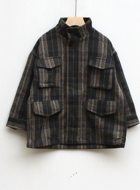 TSH吾系列110-140冬装 品牌童装折扣/加厚呢大衣外套文艺01792绿