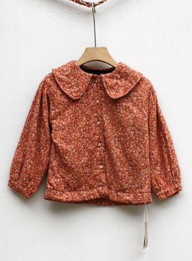 闵系列80冬装 品牌童装折扣/童加绒加厚长袖衬衣衫12666桔