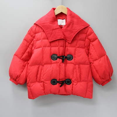 KS续wu家110冬装 品牌童装折扣柔软羽绒服外套不带帽26108红