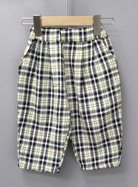 S宝er家80-120春秋 品牌童装折扣/儿童休闲简约格子长裤5006黑