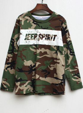 吉系列120-165秋装 品牌折扣装/儿童纯棉长袖套头T恤卫衣52106绿